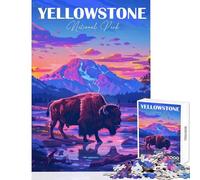 Rompecabezas para Adultos de 1000 Piezas Parque Nacional de Yellowstone Bisonte Juguetes de Bricolaje Gran Regalo para Juegos Juegos relajantes interacción Entre Padres e Hijos tamaño 50x75cm
