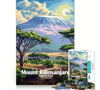 Rompecabezas para Adultos de 1000 Piezas,Parque Nacional del Monte Kilimanjaro,Tanzania,póster,Arte de Bordes precisos,Ejercicio Mental,Juego Divertido y Tranquilo,Actividad de cumpleaños (50x75cm)
