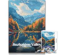 Rompecabezas para Adultos de 1000 Piezas, Parque Nacional del Valle de Jiuzhaigou, China, Juego de desafío único, Actividades Familiares, Ideas de Regalo, tamaño 38x52cm