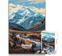 Rompecabezas para Adultos de 1000 Piezas, Parque Nacional Denali, Alaska, ilustración, Hermoso diseño, Juego, decoración Perfecta, Regalo de cumpleaños, tamaño 50x75cm