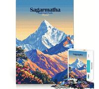Rompecabezas para adultos de 1000 piezas,Parque Nacional Sagarmatha,Nepal Ilustración Bordes finos Manualidad para resolver problemas Juguete relajante Juego para cumpleaños Arte y diversión (38x26cm)