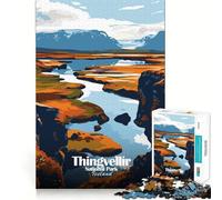 Rompecabezas para Adultos de 1000 Piezas, Parque Nacional Thingvellir, Islandia, Paisaje, Corte Premium, Divertido, lógica, Juguete, fácil de Usar, Arte de Pared navideño (38x26cm)