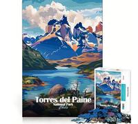 Rompecabezas para Adultos de 1000 Piezas, Parque Nacional Torres del Paine, Chile, Exact Edge Art, Juguete Creativo, Juego para Pasar un rato Agradable, Pieza de Arte navideña (50x75cm)