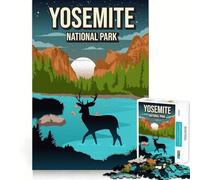 Rompecabezas para Adultos de 1000 Piezas Parque Nacional Yosemite California póster de Naturaleza Arte de Corte preciso Juguete de Juego cognitivo Tiempo de Juego Relajante Arte de Pared navideño