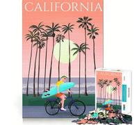 Rompecabezas para Adultos de 1000 Piezas Paseo al Atardecer en California,Piezas de Ajuste preciso,Juego de lógica,diversión acogedora,Regalo de cumpleaños (38x52cm)