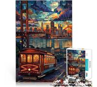 Rompecabezas para Adultos de 1000 Piezas Paseo Nocturno por San Francisco Difícil y desafío Decoración hogar 52x38cm
