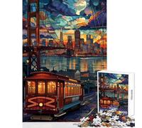 Rompecabezas para Adultos de 1000 Piezas Paseo Nocturno por San Francisco Juego de ingenio desafío difícil Juguetes para armar cumpleaños y Navidad (38x26cm)