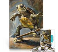 Rompecabezas para Adultos de 1000 Piezas Patinaje sobre patineta de Tortuga Diversión Familiar Colección de Artistas, Bellas Artes 38x26cm