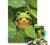 Rompecabezas para Adultos de 1000 Piezas: Patito con Sombrero de Rana Entre nenúfares Juegos Divertidos, decoración, Piezas de Formas aleatorias Que encajan Perfectamente 50x75cm