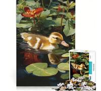 Rompecabezas para Adultos de 1000 Piezas: Patito en un Estanque con nenúfares, Juguete Educativo, Montaje de Patrones, colección de Artistas, Bellas Artes 50x75cm