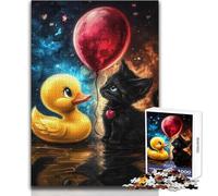 Rompecabezas para Adultos de 1000 Piezas: Pato de Goma y Gatito Un pasatiempo Tranquilo y satisfactorio Juguete de Corte de precisión Entrelazado Tamaño: 38x52cm