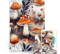 Rompecabezas para Adultos de 1000 Piezas Patrón de Hongos en Acuarela Actividad Familiar con Piezas de Formas aleatorias Que se entrelazan Completamente 52x38cm