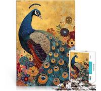 Rompecabezas para Adultos de 1000 Piezas Pavo Real Macho en técnica Mixta Alivio del estrés Juego Educativo para cumpleaños y Navidad. 38x26cm