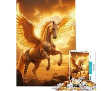 Rompecabezas para Adultos de 1000 Piezas Pegaso Dorado en un Paisaje Espectacular Juguetes adictivos para Cultivar la Paciencia Juegos Familiares Decoración Perfecta Regalo Divertido (Tamaño 50x75cm)