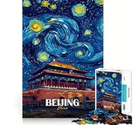 Rompecabezas para Adultos de 1000 Piezas,Pekín,China,Arte de la Noche Estrellada,Arte de Corte Exacto,Juego cognitivo Divertido,Juego de Ocio, Tranquilo (38x52cm)