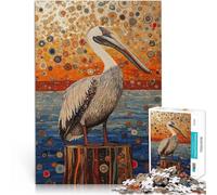 Rompecabezas para Adultos de 1000 Piezas Pelícano en un tocón al Estilo Gustav Juegos educativos Mejorar el Amor Entre Parejas 52x38cm