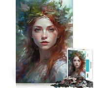 Rompecabezas para Adultos de 1000 Piezas: Pelirroja con Corona Floral Refuerza la Memoria Divertido y práctico De Calidad Regalo Elegante (38x26cm)