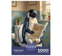 Rompecabezas para Adultos De 1000 Piezas Penguin Reading Newspaper on Toilet Rompecabezas para Adultos Juegos Familiares Montaje De Patrones Cumpleaños Y Navidad 52x38cm/1000pcs