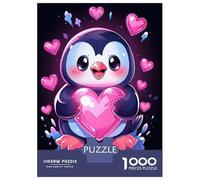 Rompecabezas para Adultos De 1000 Piezas Penguin with Hearts Rompecabezas para Adultos Juegos Relajantes Decoración del Hogar Desafío Educativo 70x50cm/1000pcs