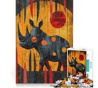 Rompecabezas para Adultos de 1000 Piezas Pequeño Rinoceronte Adorable Juguetes para armar Ideal para Reducir el estrés con póster y Hoja de Preguntas a Juego 38x52cm