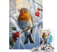 Rompecabezas para Adultos de 1000 Piezas Percha de petirrojo Invernal Rompecabezas DIY para Adultos Juguetes para Decorar la Pared cumpleaños y Navidad (tamaño 38x26cm)