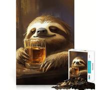 Rompecabezas para Adultos de 1000 Piezas Perezoso Bebiendo Whisky Bourbon Fortalece la Memoria Arte de Bordes limpios y Tranquilo Coleccionable 38x26cm
