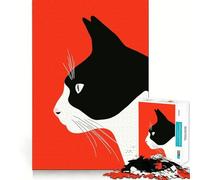 Rompecabezas para Adultos de 1000 Piezas,Perfil de Gato en Blanco y Negro,Corte preciso,Juguete Inteligente para el Cerebro,Juego para Relajarse,decoración navideña,Regalo (50x75cm)