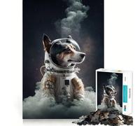 Rompecabezas para Adultos de 1000 Piezas Perro Astronauta,Ajuste, Arte,Juego Inteligente,Regalo,Juego Lento,Regalo de Arte navideño (50x75cm)