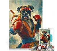 Rompecabezas para Adultos de 1000 Piezas Perro bóxer Alegre una Divertida Mascota Bulldog francés, Juego Educativo, Mejora la Memoria, cumpleaños y Navidad 38x26cm