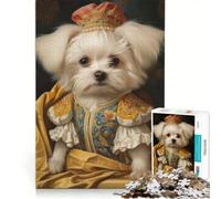 Rompecabezas para Adultos de 1000 Piezas: Perro con Atuendo Real sin Agua, Juegos relajantes, interacción Entre Padres e Hijos, colección de Artistas, Bellas Artes 50x75cm