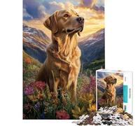 Rompecabezas para Adultos de 1000 Piezas Perro Dorado Entre Flores Silvestres Rompecabezas para Adolescentes Ideal para Pasar el Tiempo en casa Un Juego de desafío único 50x75cm