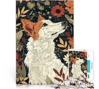 Rompecabezas para Adultos de 1000 Piezas Perro en un jardín Floral Entrena tu Cerebro y Tus Manos Lista de Deseos con Papá Noel 38x26cm