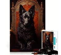 Rompecabezas para Adultos de 1000 Piezas Perro Pastor alemán Negro en un Trono,diseño de Corte Fino,desafío Inteligente y Divertido,Juego para Momentos de Tranquilidad,Regalo para Aficionados