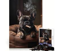 Rompecabezas para Adultos de 1000 Piezas Perro Relajado con cigarro - Bordes impecables Diversión Inteligente Actividad Cerebral Juego Tranquilo Decoración navideña para el hogar 38x52cm