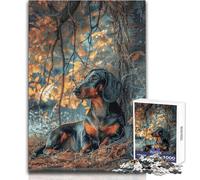 Rompecabezas para Adultos de 1000 Piezas: Perro Salchicha bajo un árbol Juego Educativo para Aprender (tamaño 50x75cm)