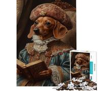 Rompecabezas para Adultos de 1000 Piezas Perro Salchicha Noble y erudito Ayuda a ejercitar el Cerebro Actividades Familiares Juego Educativo para Mayores de 14 años (38x26cm)