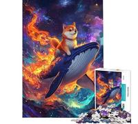 Rompecabezas para Adultos de 1000 Piezas Perro sobre una Ballena en el Espacio Rompecabezas para Adolescentes Patrón de Montaje difícil y desafiante Juego Divertido y desafiante para Toda la Familia