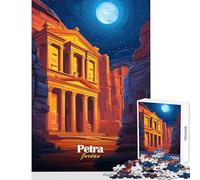 Rompecabezas para Adultos de 1000 Piezas Petra Jordania Vista Nocturna decoración del hogar Juguetes Gran Regalo Juego Familiar para Mejorar el Amor en Pareja tamaño 38x26cm