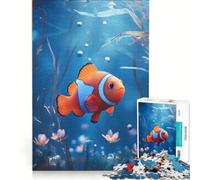 Rompecabezas para Adultos de 1000 Piezas: Pez Payaso en Escena submarina Azul, Juguetes para armar, para la diversión Familiar, con Piezas de Formas aleatorias Que encajan Perfectamente 38x52cm