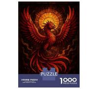 Rompecabezas para Adultos De 1000 Piezas Phoenix Rising Stained Glass Art Rompecabezas para Adultos Juegos Relajantes Mejora La Memoria para Cumpleaños, Navidad 38x26cm/1000pcs