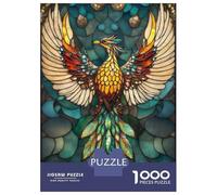 Rompecabezas para Adultos De 1000 Piezas Phoenix Stained Glass Rompecabezas para Adultos Juguete Decoración De Pared Corte De Precisión 52x38cm/1000pcs