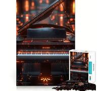 Rompecabezas para Adultos de 1000 Piezas Piano de Cola Negro con Teclas Luminosas Corte Impecable Diversión para ejercitar la Mente,Juego para el Tiempo Libre,decoración navideña 50x75cm