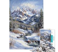 Rompecabezas para Adultos de 1000 Piezas Picos nevados Rompecabezas para Adultos Juego Familiar Una Obra de Arte Gran Regalo para los Amantes de los Juegos (Tamaño 50x75cm)