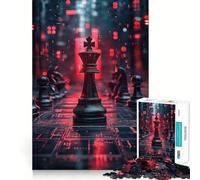 Rompecabezas para Adultos de 1000 Piezas,Pieza de ajedrez de Rey Negro,articulaciones Finas,Divertido,Actividad Mental Inteligente,Juego Relajante, Tranquilo 38x52cm