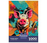 Rompecabezas para Adultos De 1000 Piezas Piggy Pop Art Vibrant Farm Animal Print Rompecabezas para Adultos Juego De Ingenio Análisis Y Lógica Cumpleaños Y Navidad 38x26cm/1000pcs