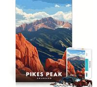 Rompecabezas para Adultos de 1000 Piezas Pikes Peak Colorado Exact Edge Art Ejercicio Mental Juego Divertido y Tranquilo Actividad de cumpleaños (38x52cm)
