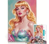 Rompecabezas para Adultos de 1000 Piezas Pin-up Rubia con Vestido Floral,diseño nítido y Divertido,Juego Relajante,Regalo Ideal para Navidad 50x75cm