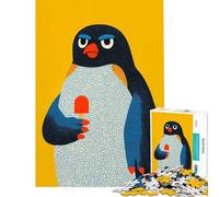 Rompecabezas para Adultos de 1000 Piezas Pingüino con Paleta de Helado sobre Fondo Amarillo Rompecabezas de 1000 Piezas Juguete Educativo Divertido y entretenido Juego Familiar desafiante (38x26cm)