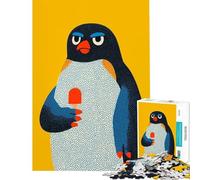 Rompecabezas para Adultos de 1000 Piezas Pingüino con Paleta de Helado sobre Fondo Amarillo Rompecabezas de 1000 Piezas Juguete Decorativo para Pared Análisis y lógica Ocasiones