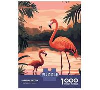 Rompecabezas para Adultos De 1000 Piezas Pink Flamingos Sunset Rompecabezas para Adultos Juegos Relajantes Mejora La Memoria Regalo De Cumpleaños, Regalos, 70x50cm/1000pcs